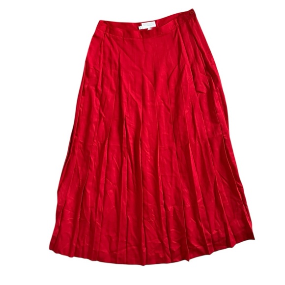 Vintage 70s/80s Nordstrom Town Square A-Line Red Pleated Maxi Skirt Size 14 - Picture 1 of 4